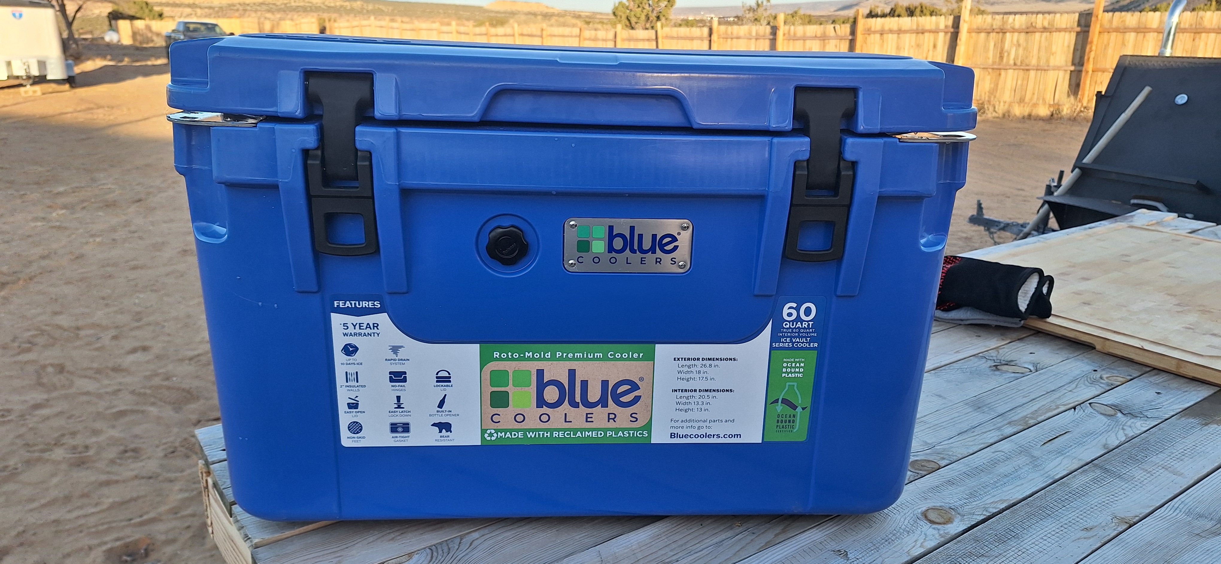 Blue Cooler outdoors
