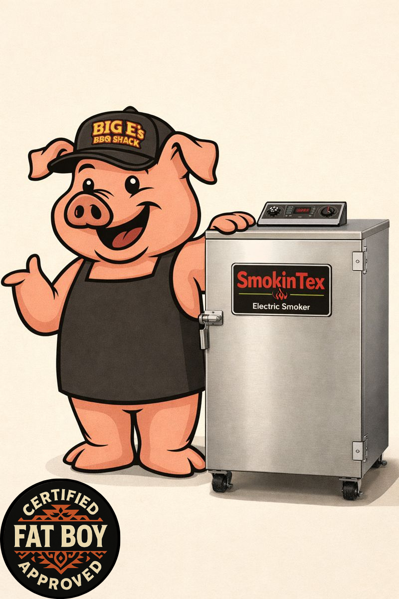 Big E with SmokinTex Electric Smoker - Certified Fat Boy Approved